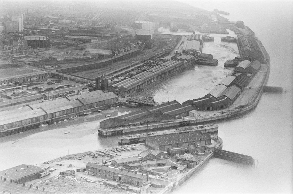 #26 Aerial view of Liverpool Docks, Merseyside, 17th August 1980.
