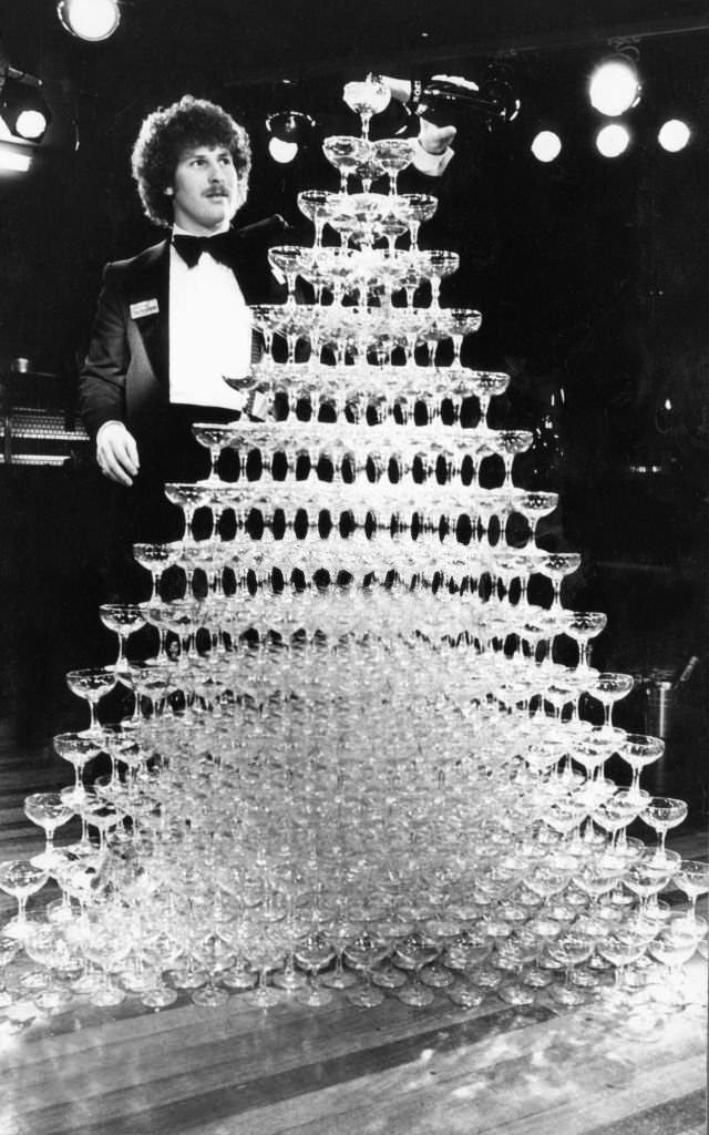 #103 The world champagne fountain goes pop at Rotters night club in Liverpool, 20th March 1980