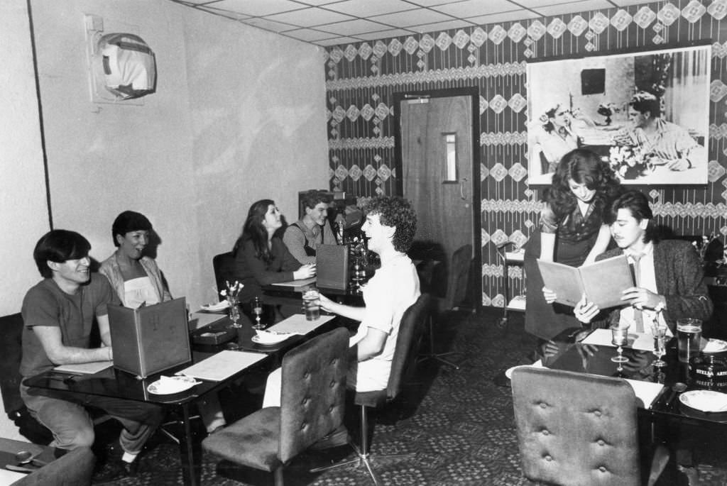 #170 The restaurant at Cagneys Night Club in Liverpool, February 1980.