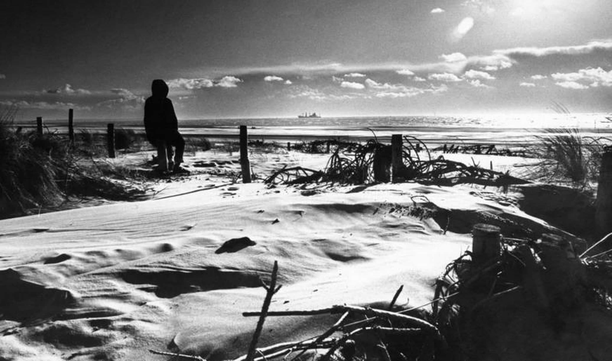 #34 Formby Beach, evening sun in an autumn sky turns the beach at Formby into a surrealistic shadowland, 12th November 1980.