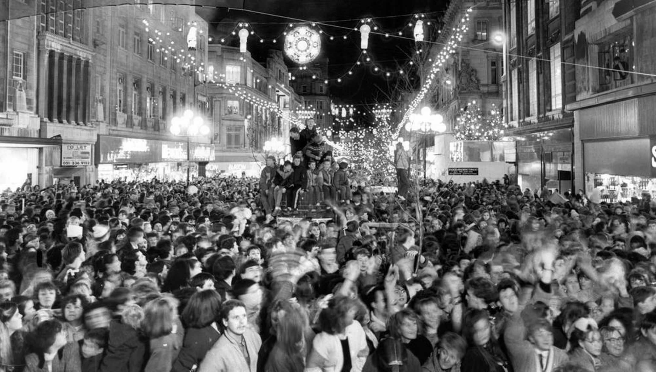 #11 People watchiing the Christmas Lights as they are switched on, Church Street, Liverpool, 27th November 1986.