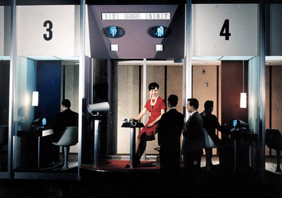 #20 A Picturephone is demonstrated at the AT&T; Pavilion at the 1964 World’s Fair.