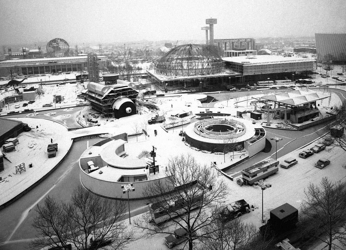 #3 A mantle of snow covers the construction site of the 1964 World’s Fair in New York City on February 19, 1964.