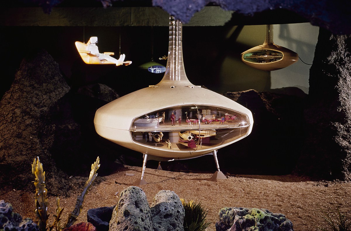 #24 A future life underwater, where the ocean floor is tapped for oil and vacationers relax at a resort beneath the surface, part of GM’s Futurama exhibit at the World’s Fair.