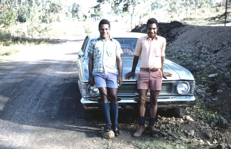 #5 Aki and Kewa on the 1971 model Ford Futura, Port Moresby, 1974
