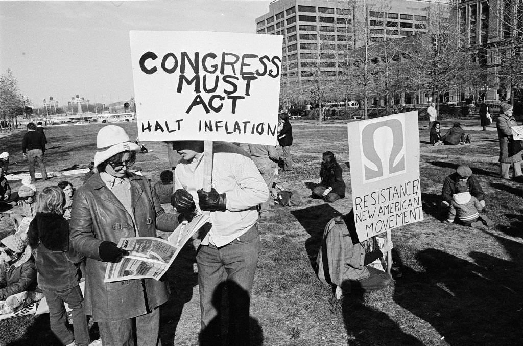 #94 Demonstrators At An Anti-Inflation Rally in Independence National Historical Park, Philadelphia, October 1984.
