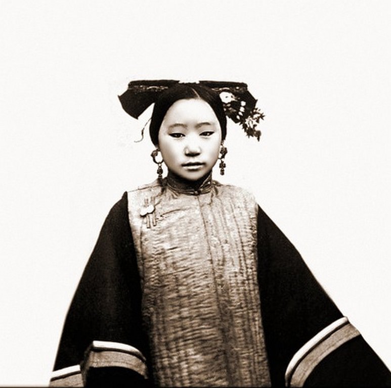 #37 Example of a Coiffure on a Tartar or Manchu Female, Frontview, Peking, Pechili Province, China, 1896