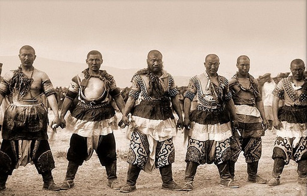 #53 Six Strongmen in Traditional Dress, China, 1909