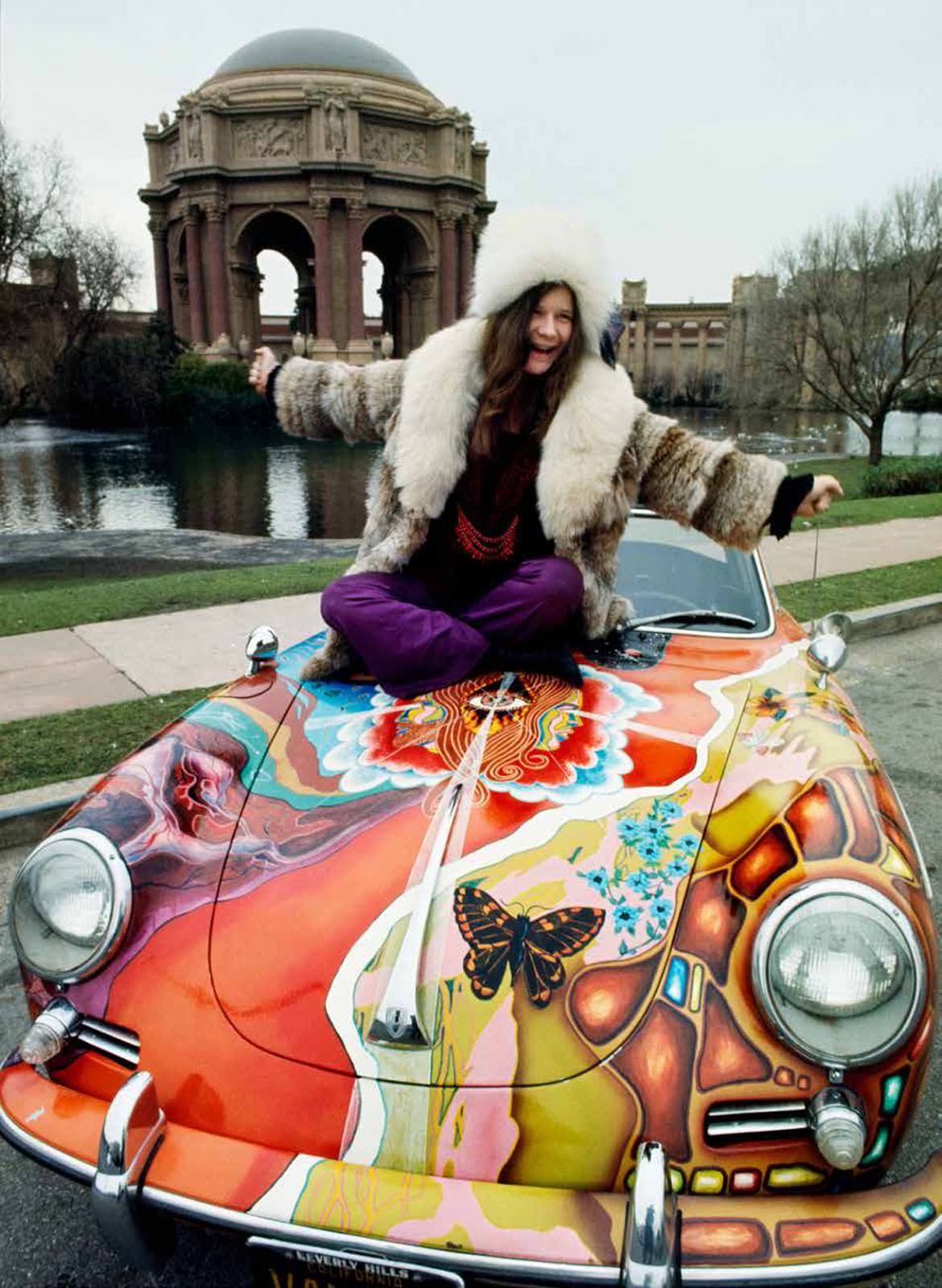 #20 Janis Joplin and her Psychedelic Porsche, 1968.