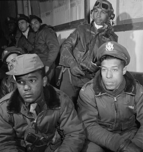 #25 Tuskegee airmen attending a briefing