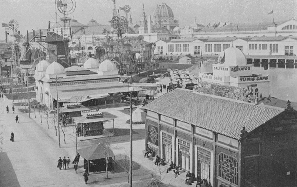 #78 The Wind Mill exhibit and other features in the south end of the grounds at the World’s Columbian Exposition in Chicago, 1893.