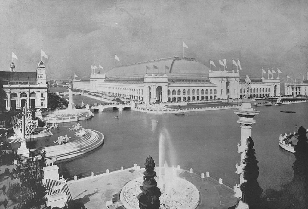 #142 A midsummer scene in and around the Grand Basin with MacMonnies’ and Electric Fountains, Chicago, 1893