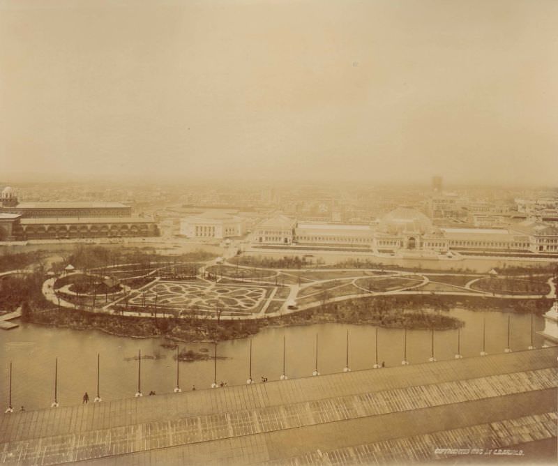 #104 Transportation Building on left, Chinese Building center, and Horticulture Building on right, World’s Columbian Exposition, Chicago, 1893