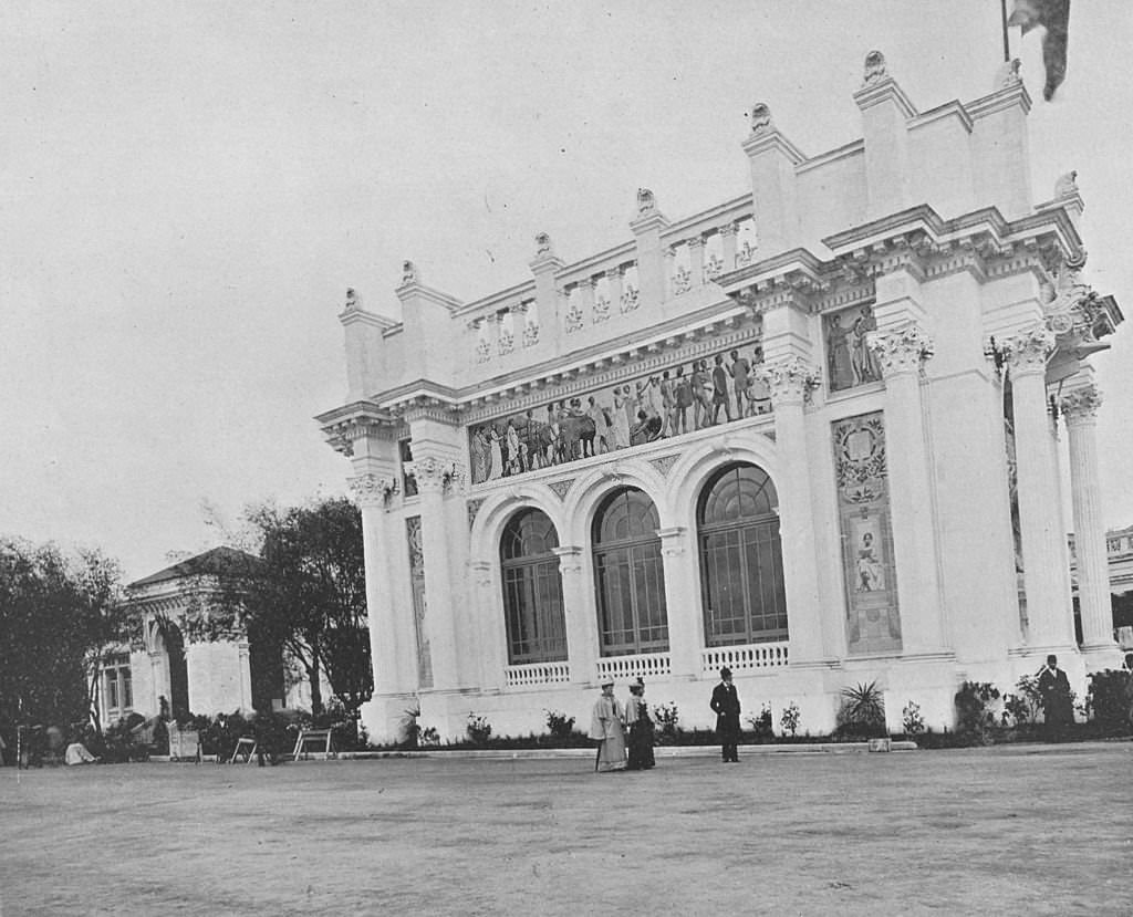 #16 A section of the French Building showing decorative work at the World’s Columbian Exposition in Chicago, Illinois, 1893.
