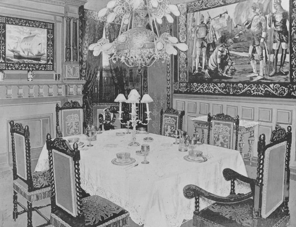 #110 The interior of the ‘Henry VIII Dining Room,’ Singer Sewing Machine Company’s exhibit, at the World’s Columbian Exposition in Chicago, 1893.
