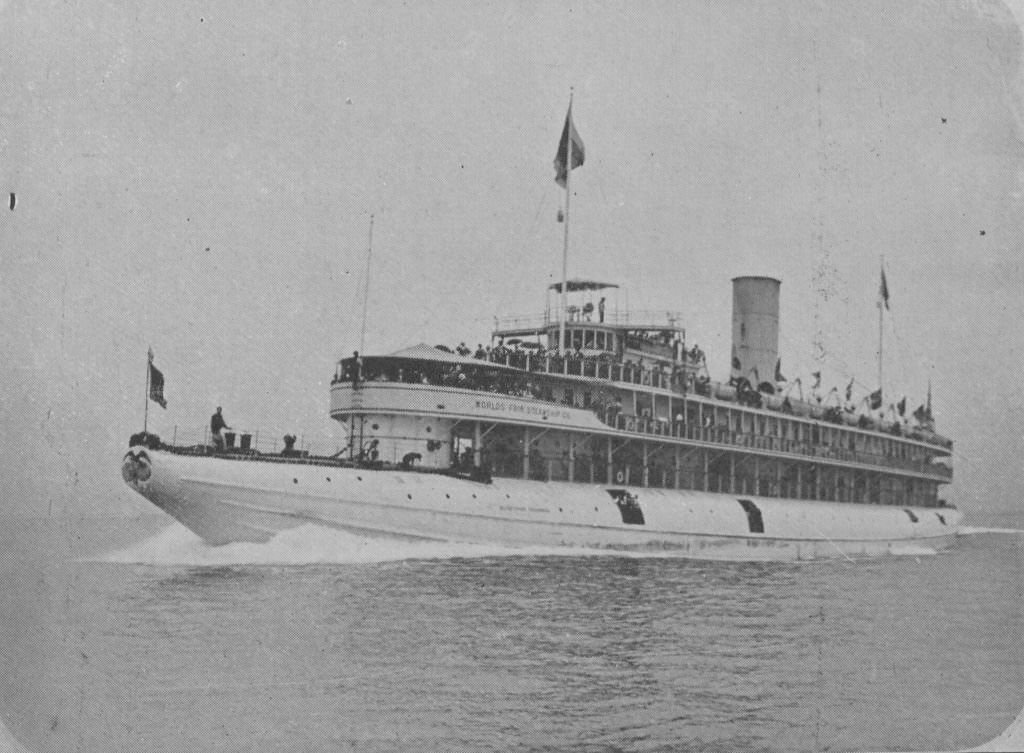 #48 The Whaleback Steamer “Columbus” enroute to the fair at the World’s Columbian Exposition in Chicago, Illinois, 1893.