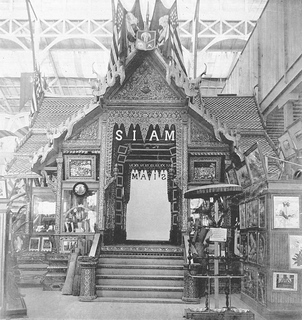 #57 The Pagoda and the exhibit made by Siam in the Manufactures Building at the World’s Columbian Exposition in Chicago, 1893.