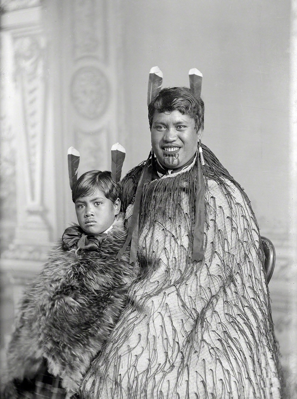 #38 Carte de visite portrait, Maori woman and child from Hawkes Bay, New Zealand, 1890s