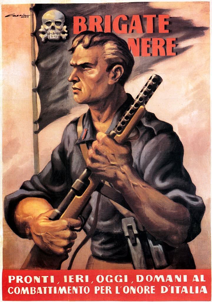 #107 A member of the Brigate Nere or Black Brigade, a World War II Fascist paramilitary group in Italy, 1944.