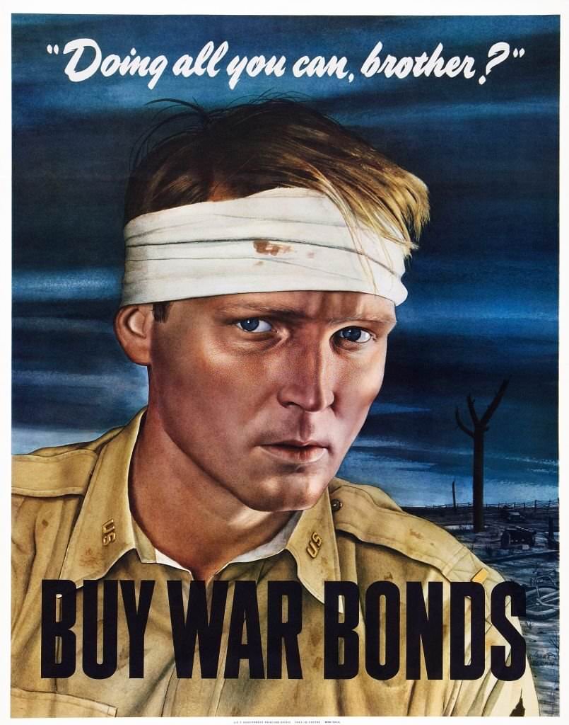 #119 World War Ii War Bonds Poster Art, poster, 1943.