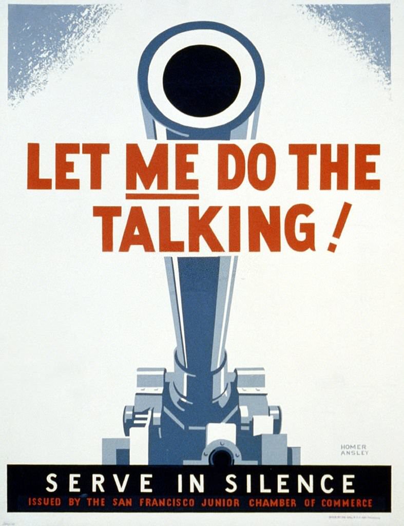 #140 A poster for the Works Progress Administration (WPA) advising careful communication during the war, 1943.