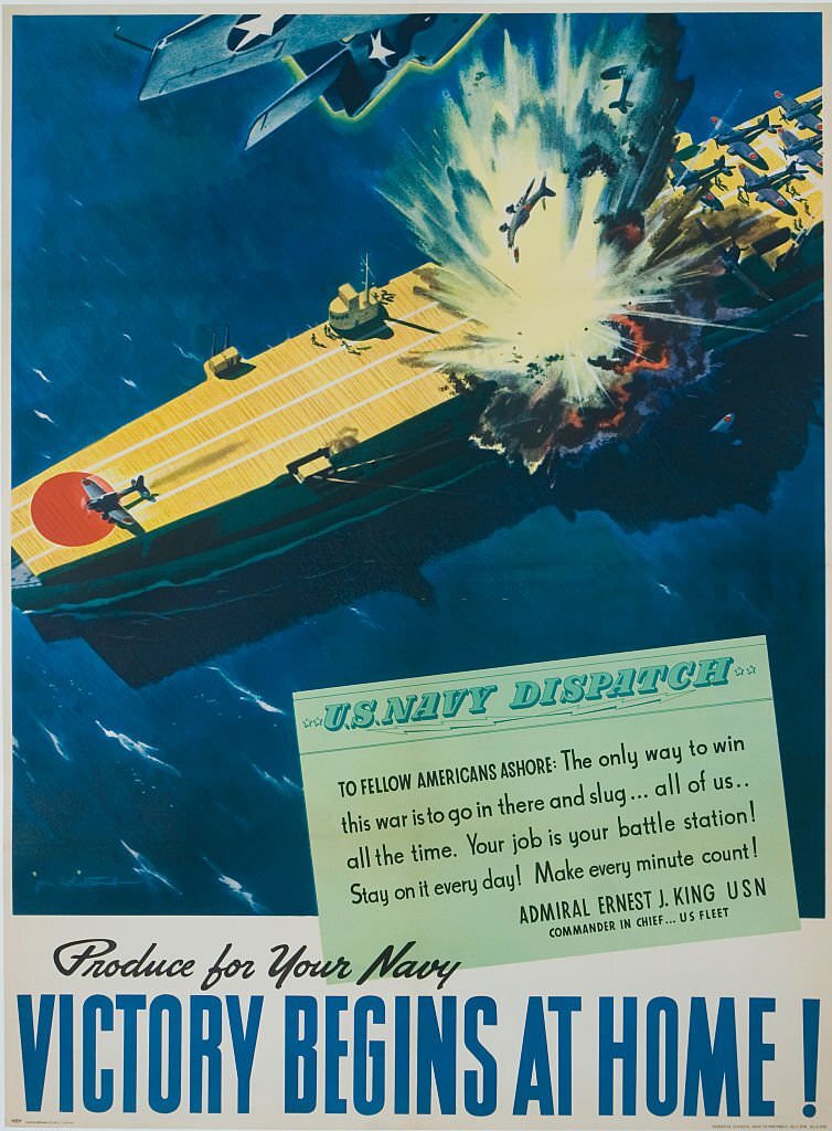 #16 Produce for Your Navy – Victory Begins at Home! Poster by John Whitcomb.