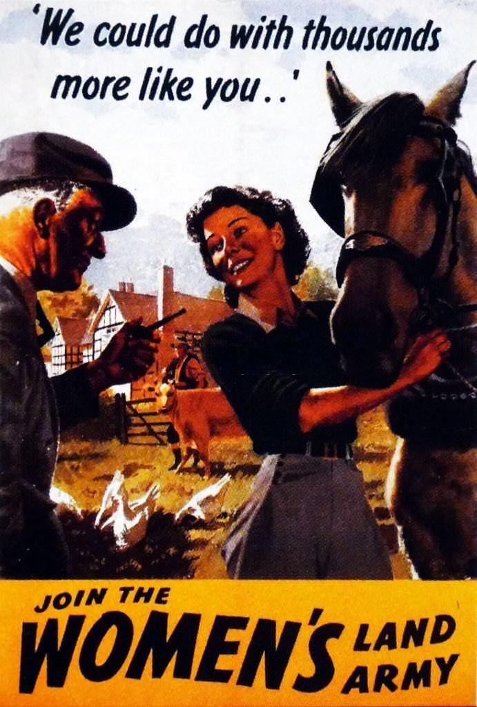 #165 World War Two. British Propaganda Poster. calling for women to join the Women’s Land Army 1940.