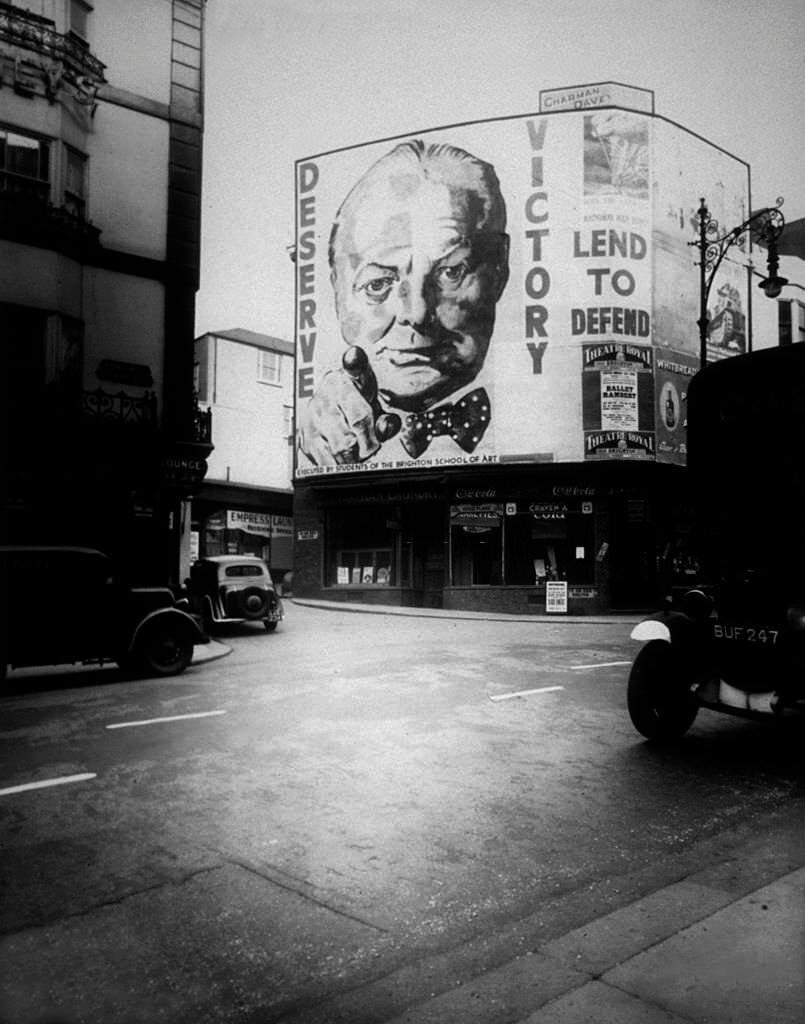 #166 A poster of Winston Churchill, designed by students at the Brighton School of Art.