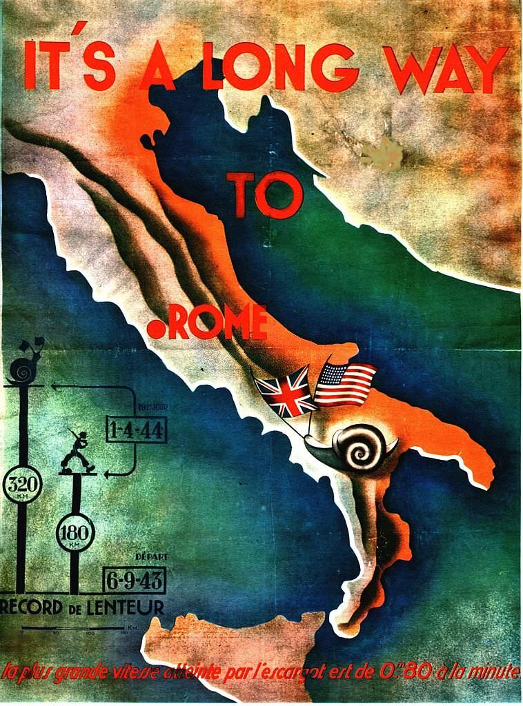#29 Nazi propaganda poster after the allied landing in Italy, 1944, France, World War II, Private collection.
