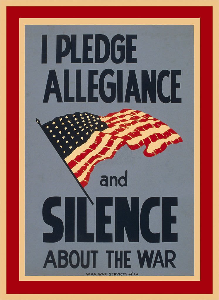 #34 Vintage illustration of Allegiance and Silence War Poster, 1940s.