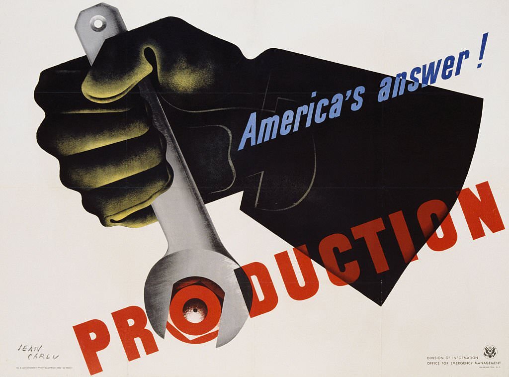 #8 Production – America’s Answer! Poster by Jean Carlu.