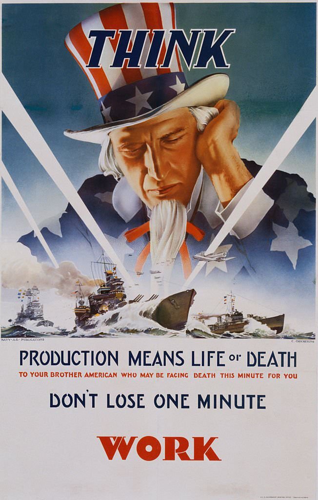 #73 Production Means Life or Death Poster by C. Chickering