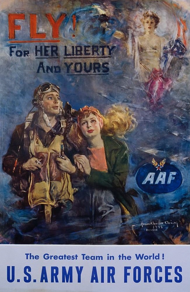 #10 Fly For Her Liberty and Yours Poster by Howard Chandler Christy.