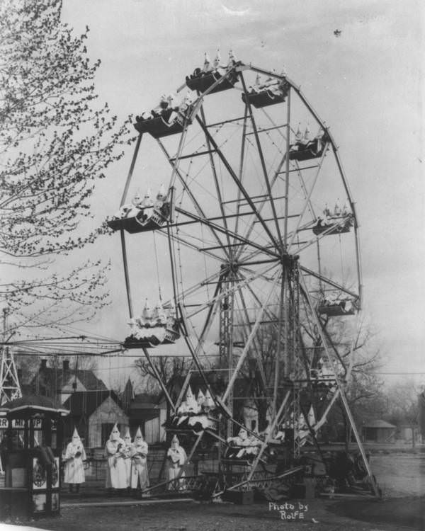 In April 1926, dozens of Ku Klux Klan members in Cañon City, Colorado walked down Main Street and enjoyed some fun and frivolity on a traveling carnival’s Ferris wheel.