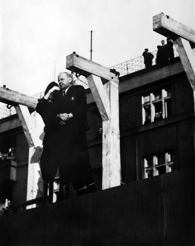 #11 German deputy mayor of Prague Josef Pfitzner is hanged on a public place after being convicted for taking part in Nazi organisations on September 6, 1945