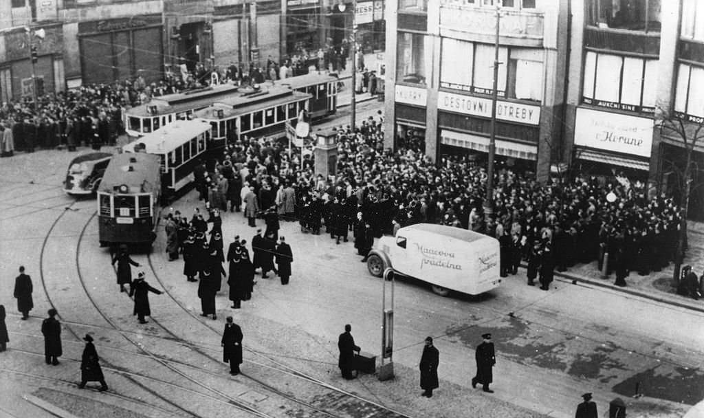 #1 The German occupation of Bohemia and Moravia. The German army marching into Prague Castle on March 15, 1939.