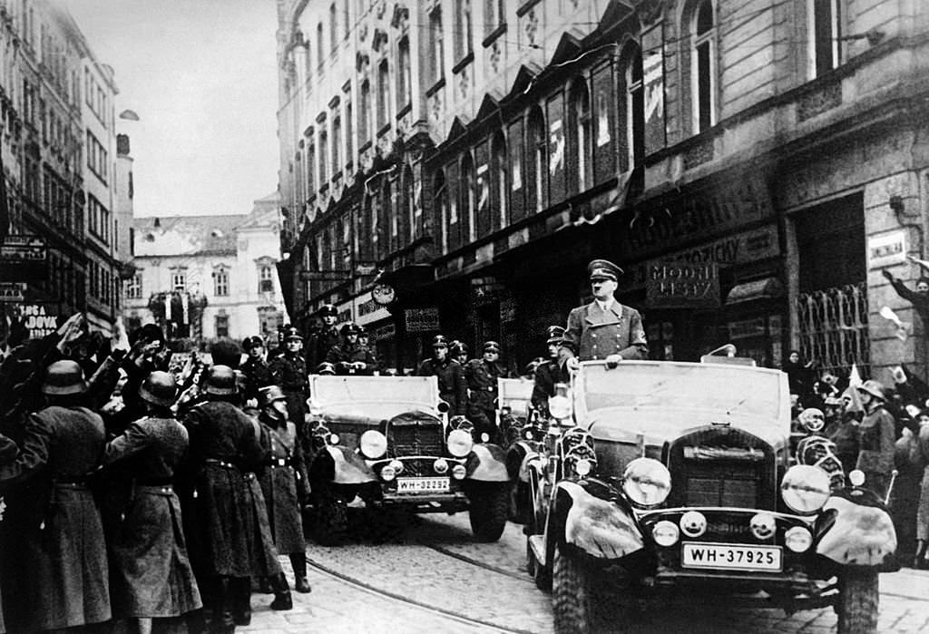 #45 Adolf Hitler and his army parade in Prague on March 15, 1939 day of the invasion of Czechoslovakia by the Wehrmacht.
