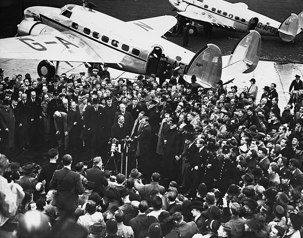 #6 Neville Chamberlain Addressing Crowd at Airfield