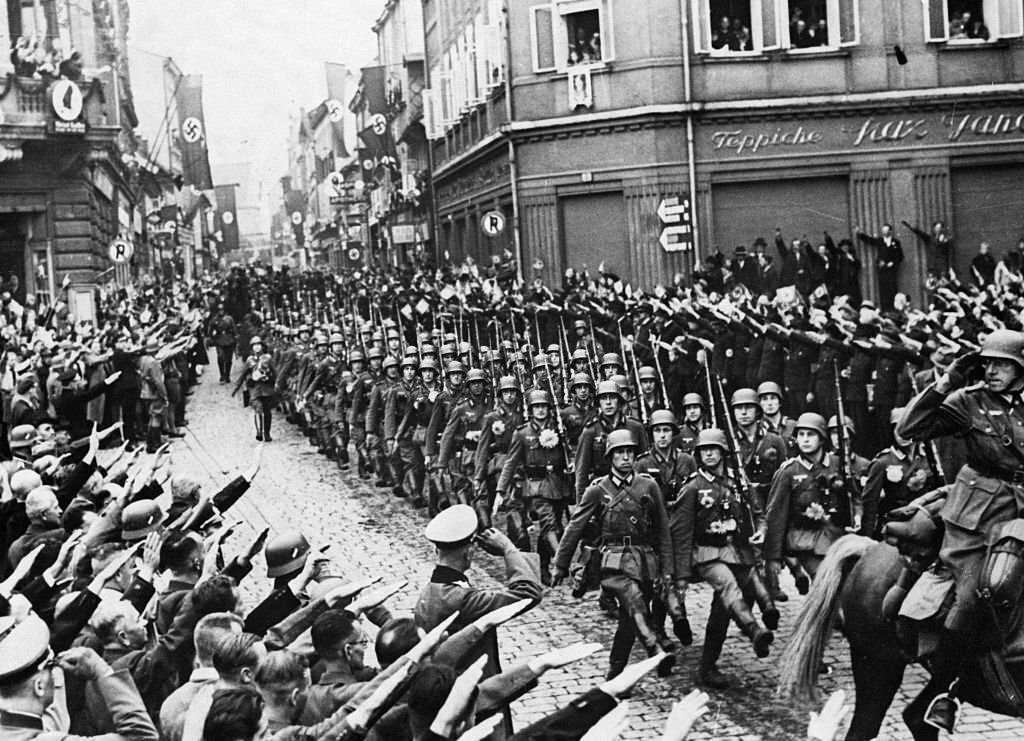 #54 German Troops Parade in Streets of Czechoslovakian Town, 1939