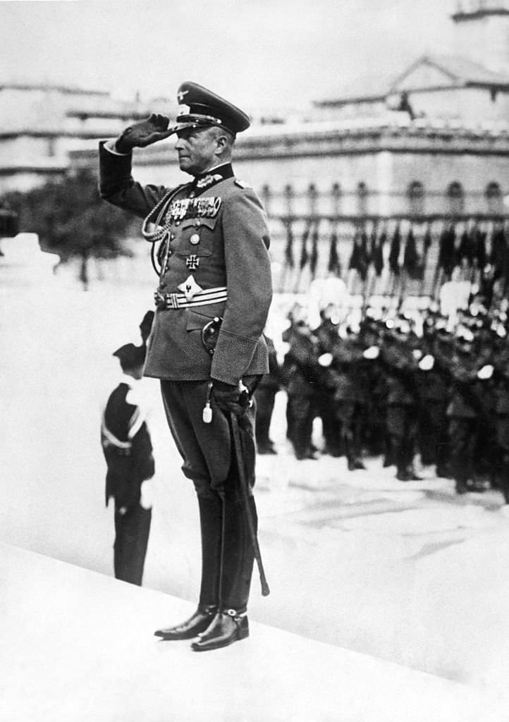 #96 German Soldier Saluting at Ceremony.