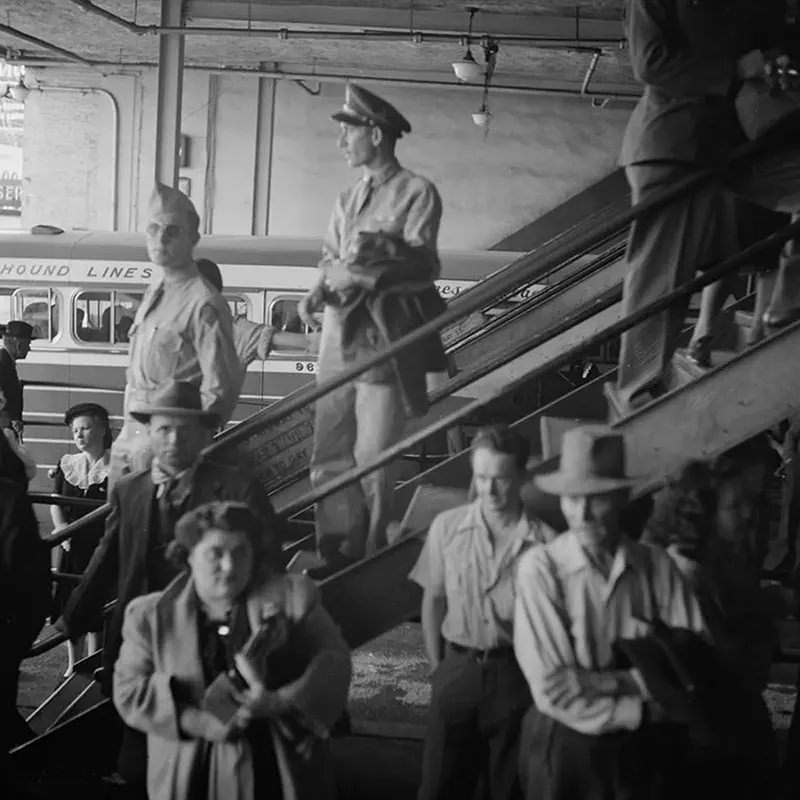 #34 Passengers wait to board a bus from Knoxville, Tennessee to Washington, D.C.