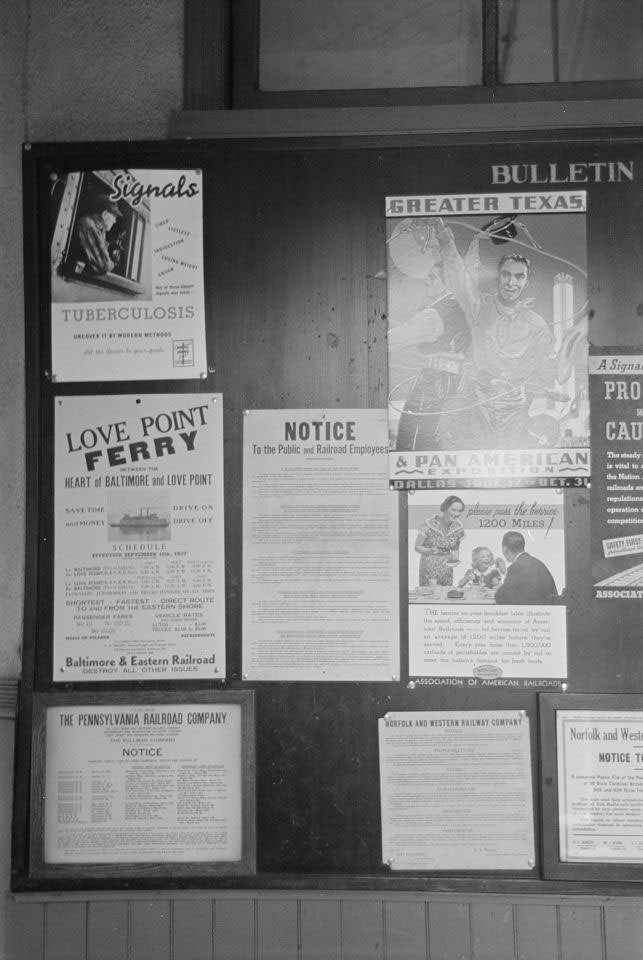 #4 Bulletin in railroad station, Hagerstown, Maryland