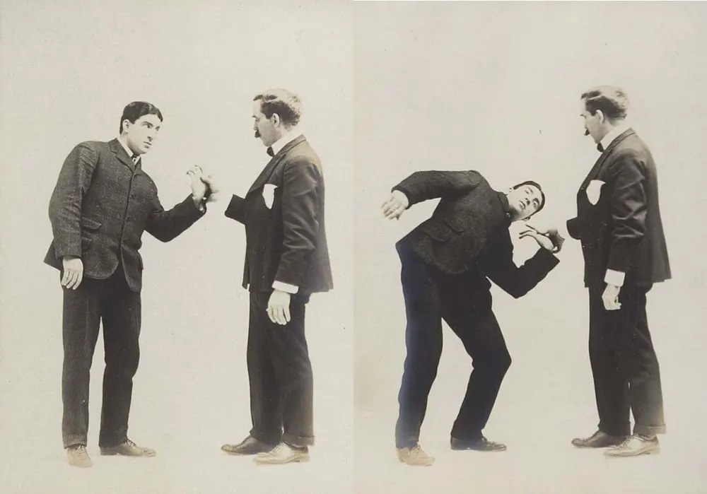 Historic Victorian Self-defense Guide that shows different Self-defense Maneuvers, 1895 Sports