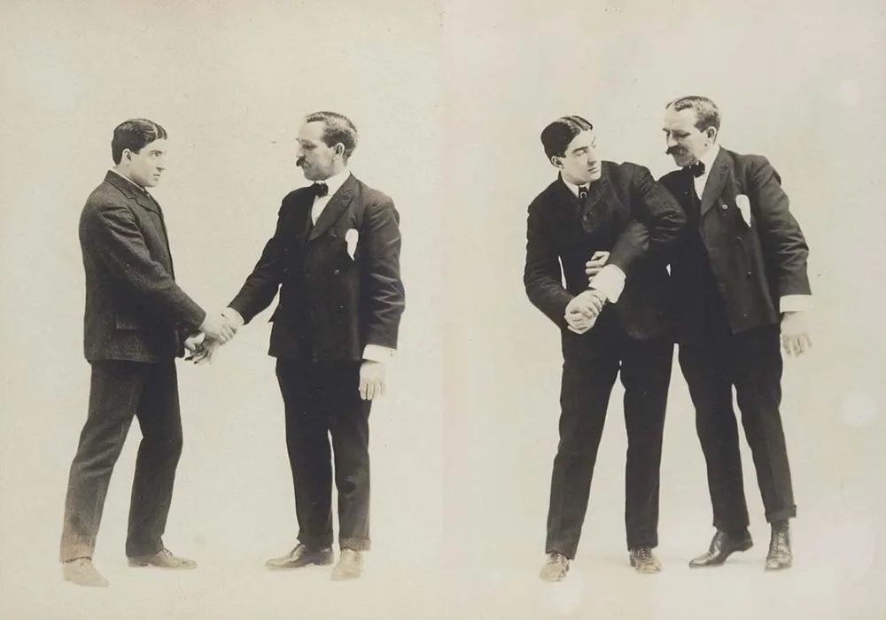 Historic Victorian Self-defense Guide that shows different Self-defense Maneuvers, 1895 Sports