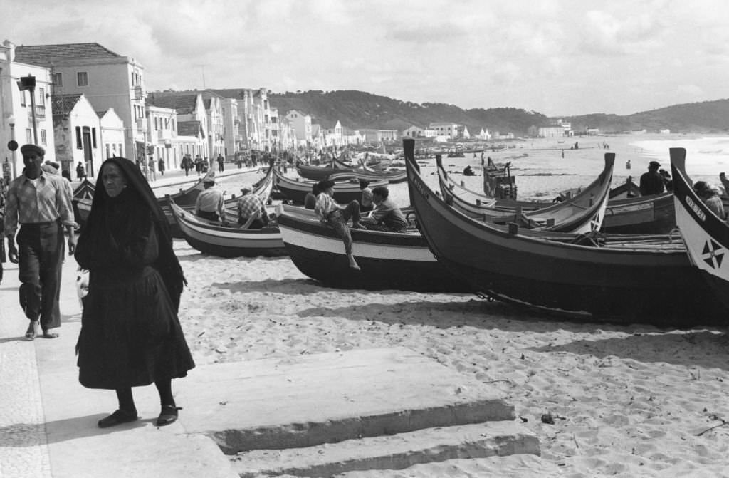 #5 Fishing boats on a beach in the Nazaré region, 1956