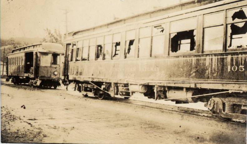 #119 Abandoned Trolley Car 105., 1940s