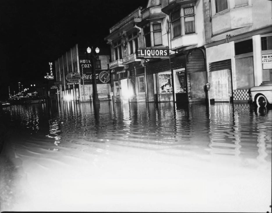 #22 The corner of Santa Clara and River Streets, San Jose, California during the 1958 flood.