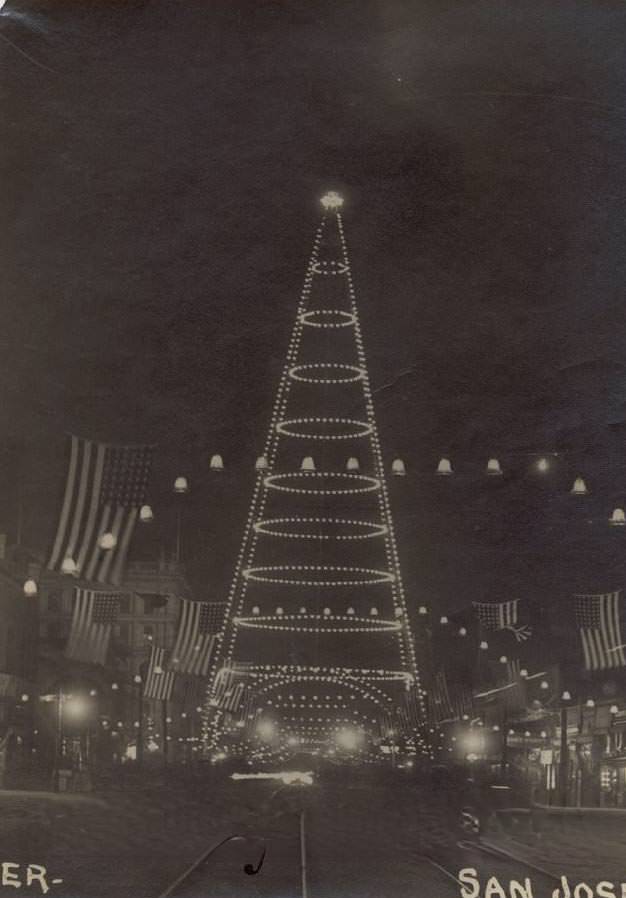 #141 Electric light tower at night, 1915