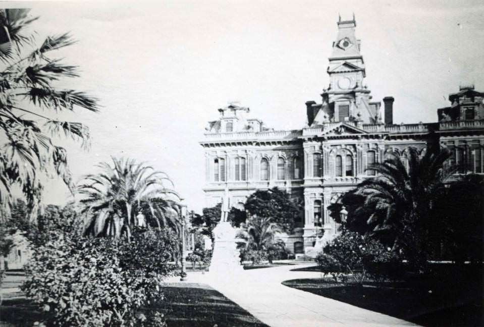 #193 The southward view of San Jose City Hall and the plaza, 1895