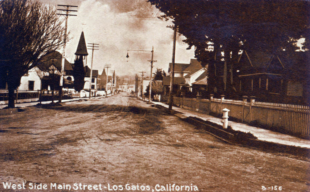 #206 Postcard of West Main Street in Los Gatos, 1900